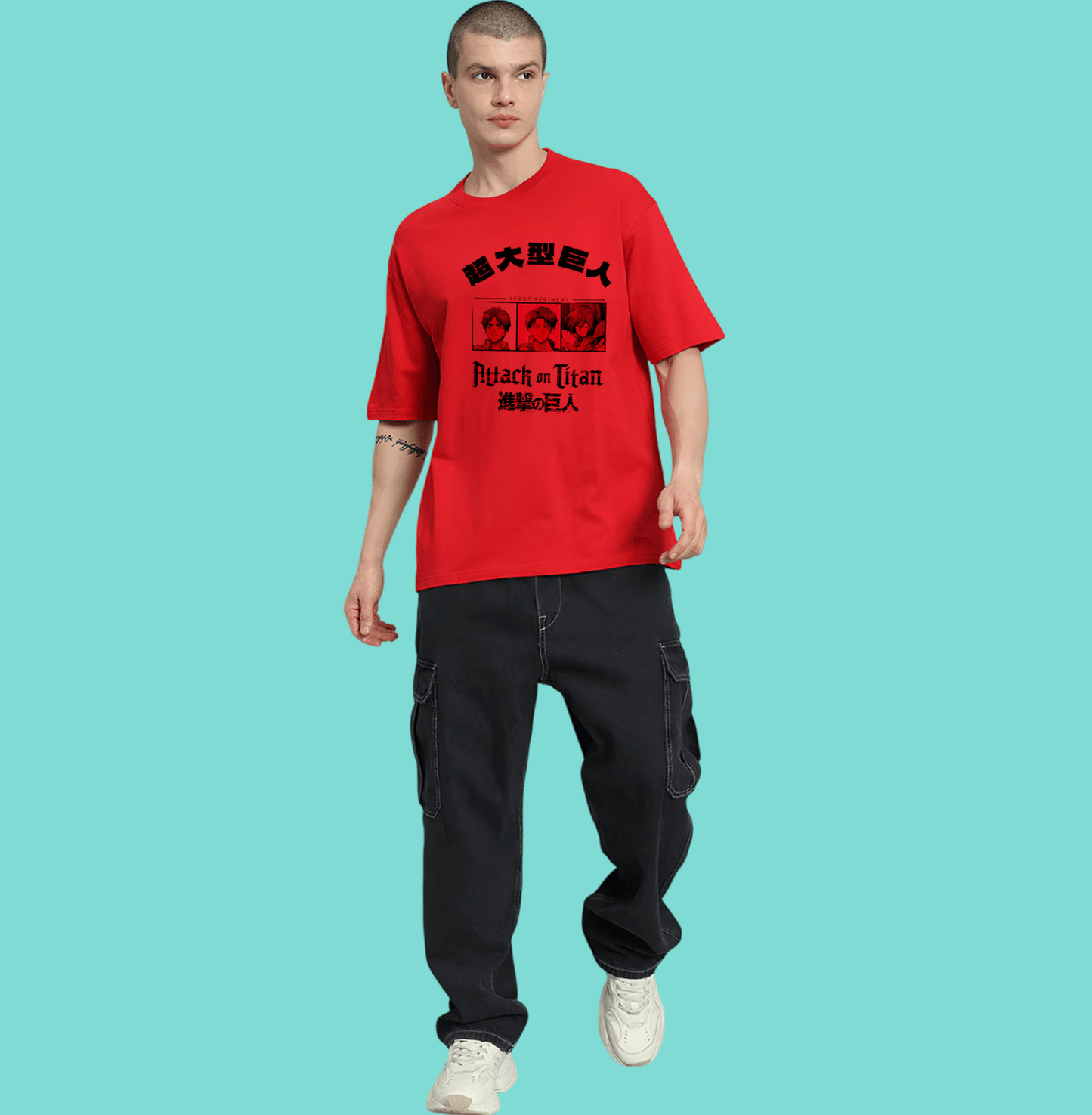 Attack On Titan 3498 Red Regular Fit Mens T Shirt