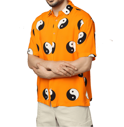 Yin Yang Printed Orange Unisex Shirt - www.entertainmentstore.in