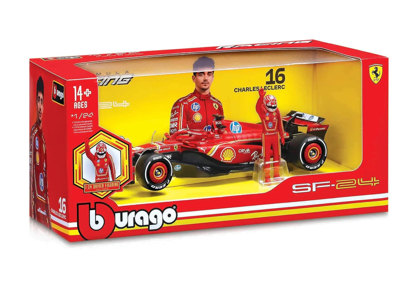 F1 Ferrari Sf-24 With Leclerc Figure - 1:24 Die-cast Model