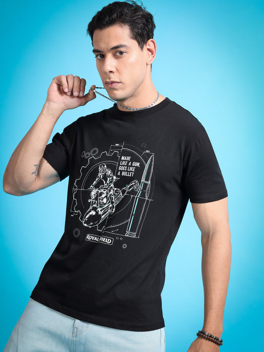 Royal Enifield Made Like a Gun Black T shirt