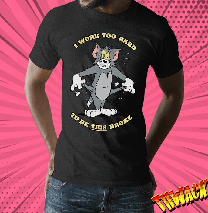 Tom And Jerry  Tom I Work Hard Navy Blue Mens T Shirt - www.entertainmentstore.in