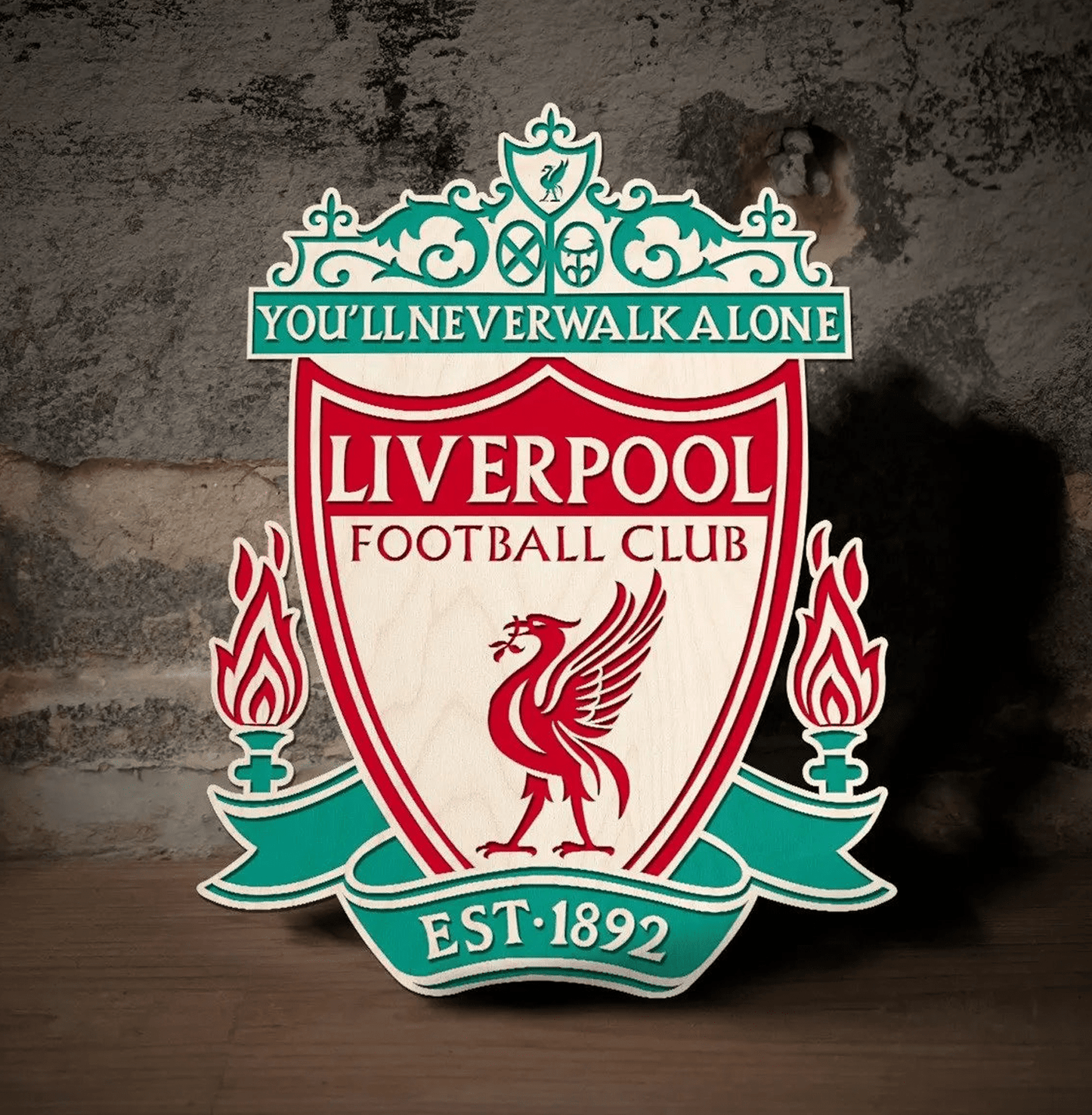 Liverpool Red Wooden Crest