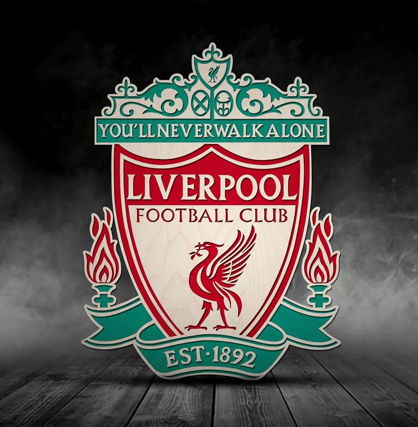 Liverpool Red Wooden Crest