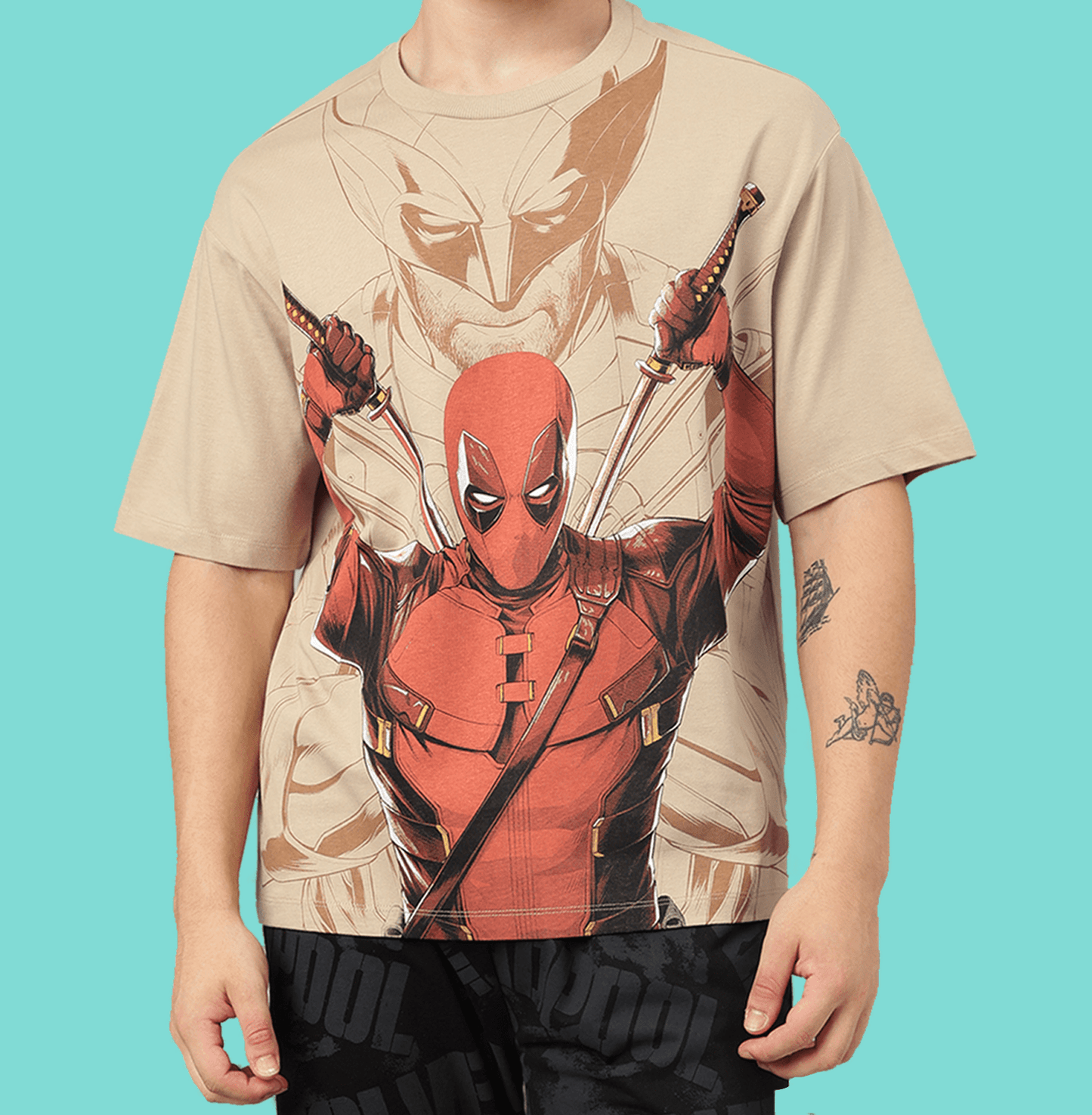 Deadpool 1478 Taupe Mens T Shirt