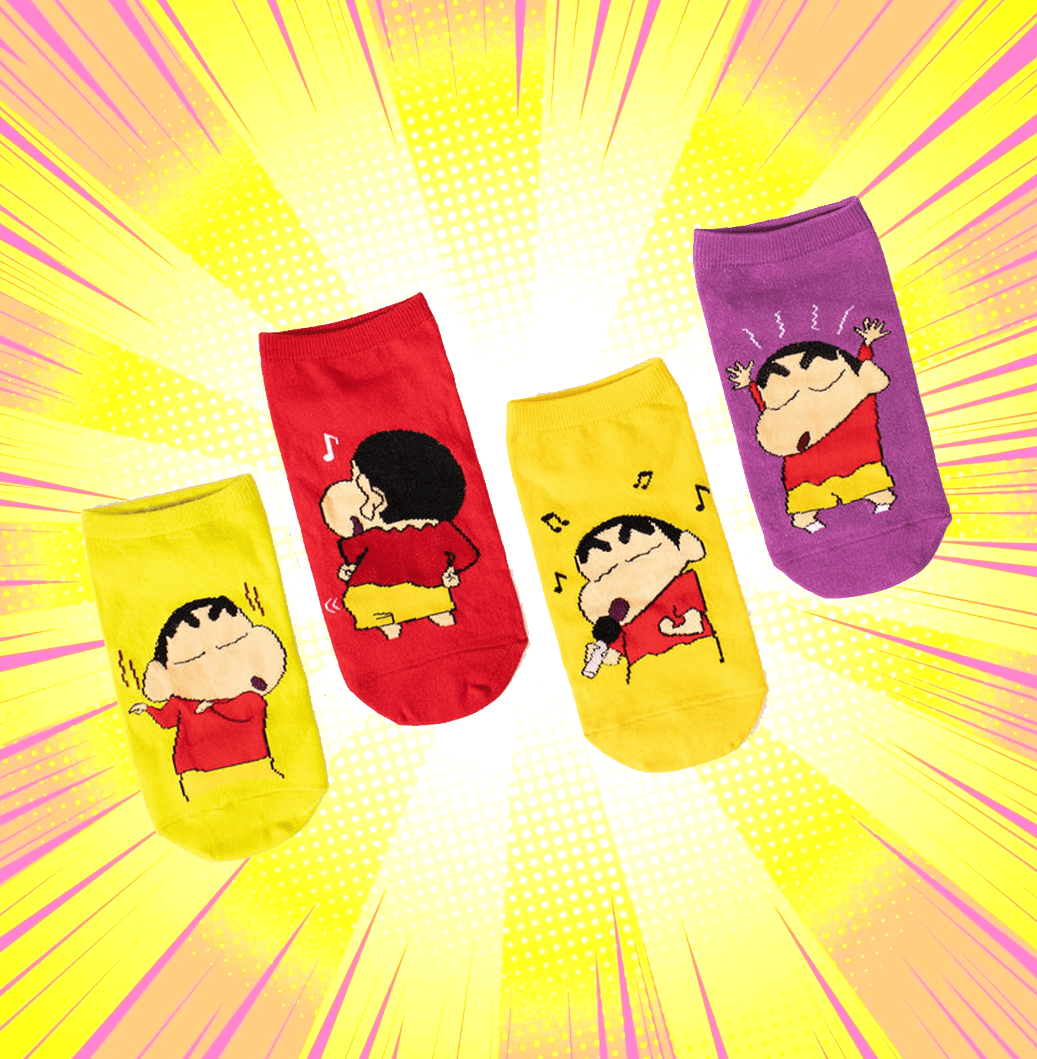 Shinchan Playful Music Pack Of 4 Unisex Socks - www.entertainmentstore.in