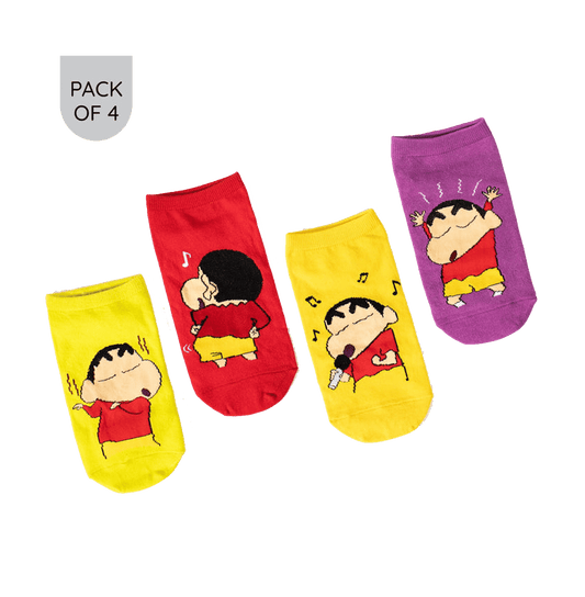 Shinchan Playful Music Pack Of 4 Unisex Socks - www.entertainmentstore.in