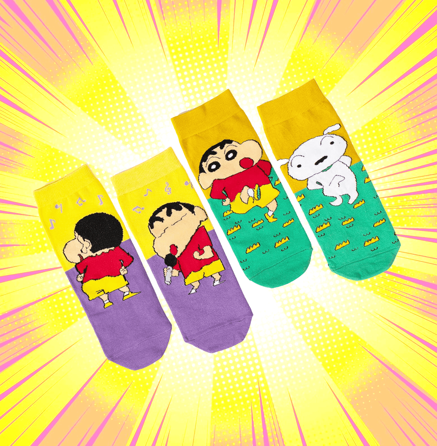 Shinchan Shiro A B Pack Of 2 Unisex Socks - www.entertainmentstore.in