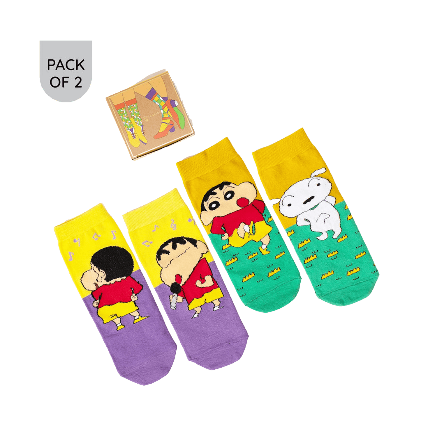 Shinchan Shiro A B Pack Of 2 Unisex Socks - www.entertainmentstore.in