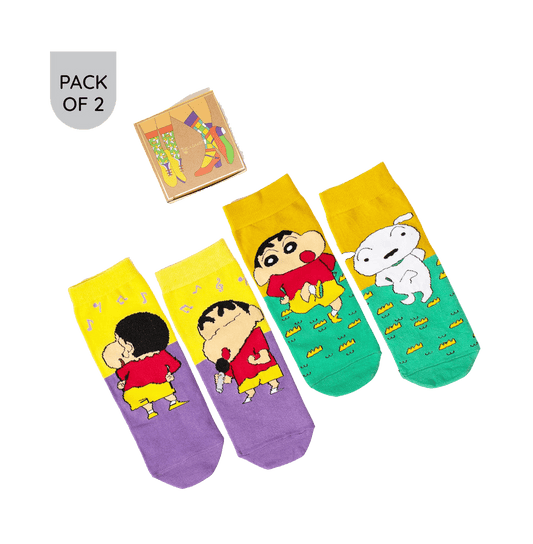 Shinchan Shiro A B Pack Of 2 Unisex Socks - www.entertainmentstore.in