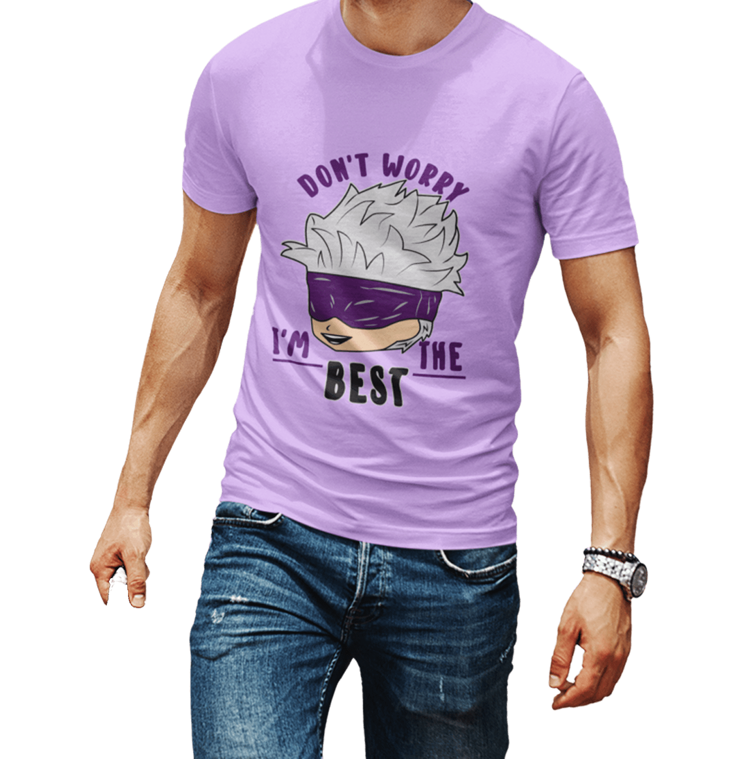 Gojo chibi Lilac Oversized Mens T Shirt - www.entertainmentstore.in