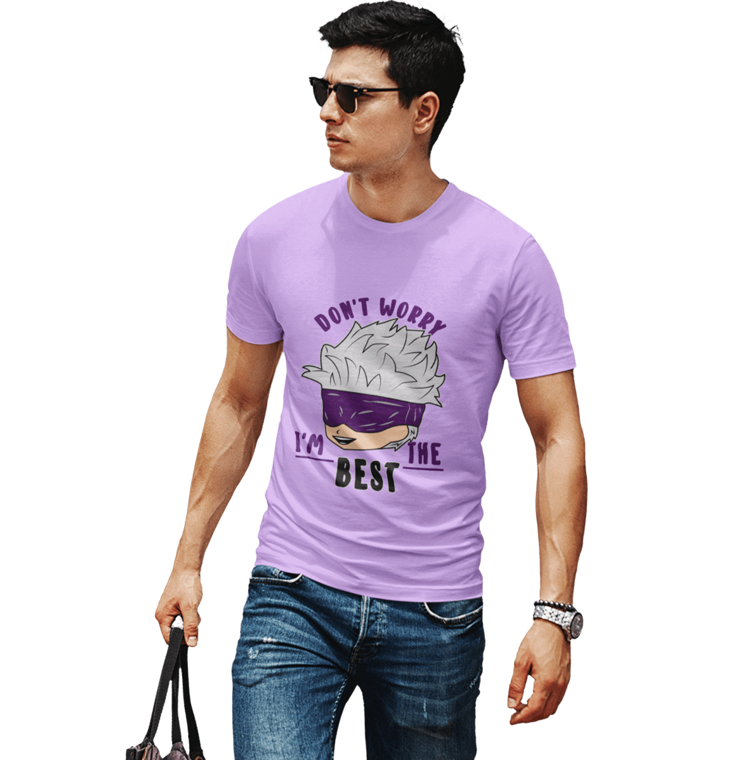 Gojo chibi Lilac Oversized Mens T Shirt - www.entertainmentstore.in