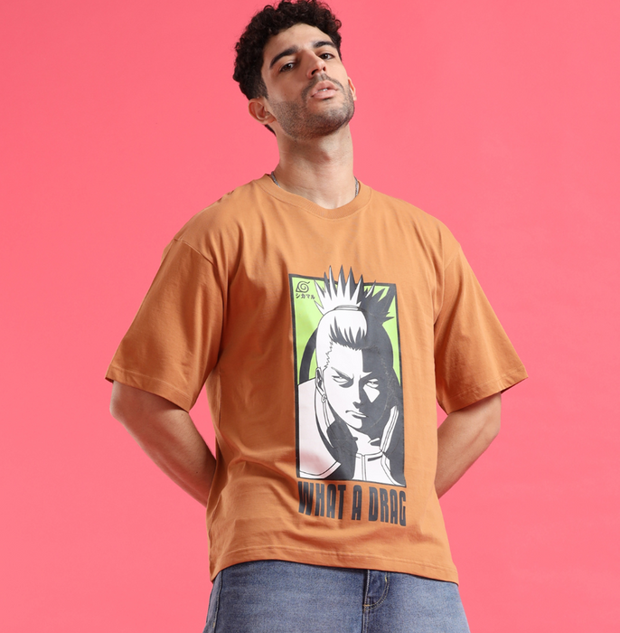 Naruto Shika Brown Oversized  Mens T Shirt