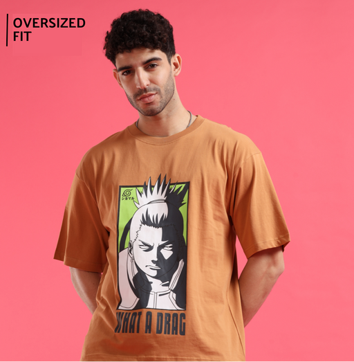 Naruto Shika Brown Oversized  Mens T Shirt - www.entertainmentstore.in