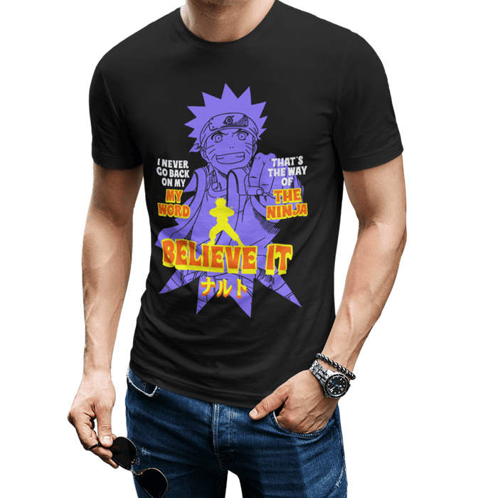 Naruto Believe It Black Oversized Mens T Shirt - www.entertainmentstore.in