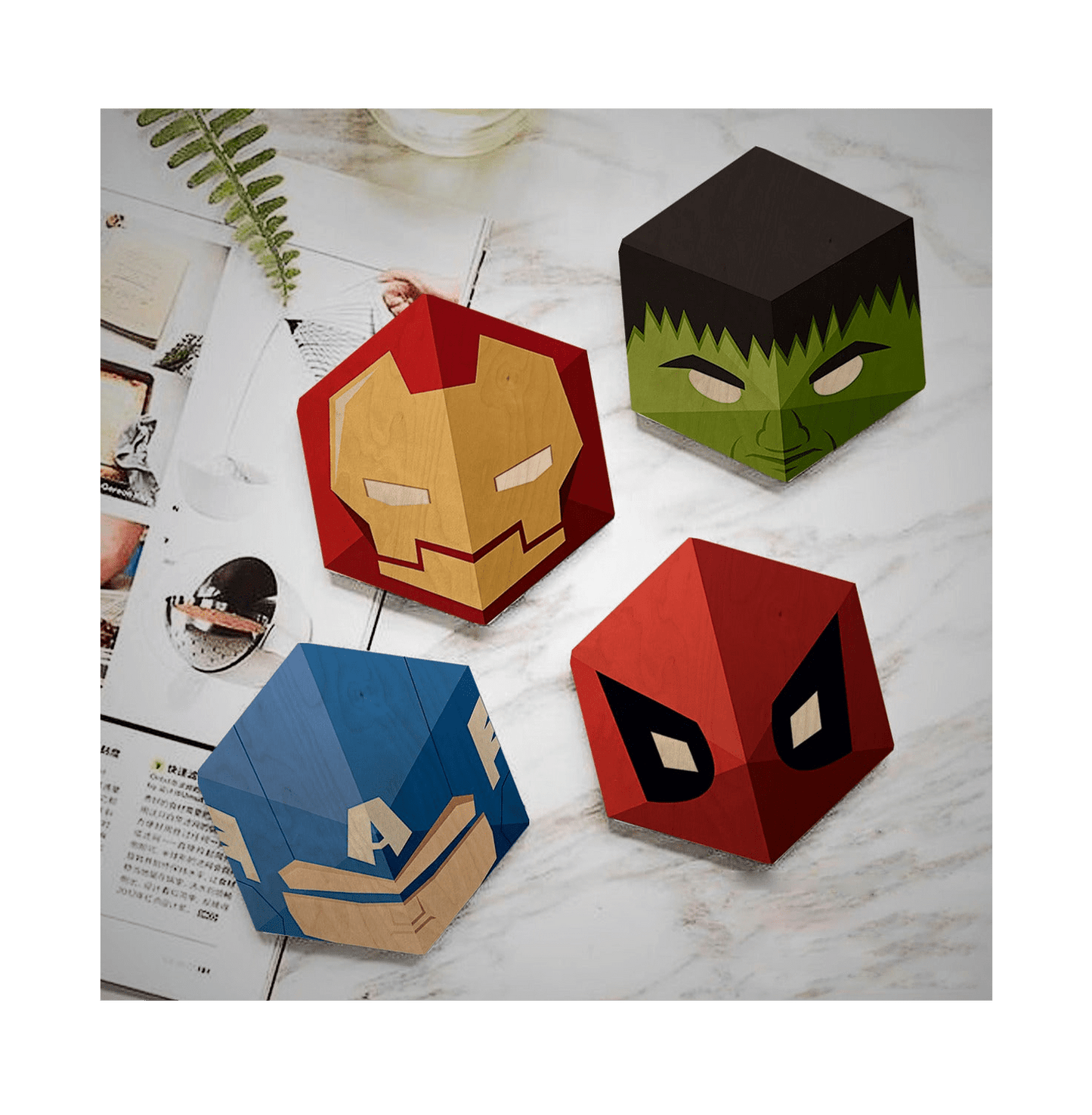 Ironman Kawaii Hexagon Personalised Wooden Fridge Magnet