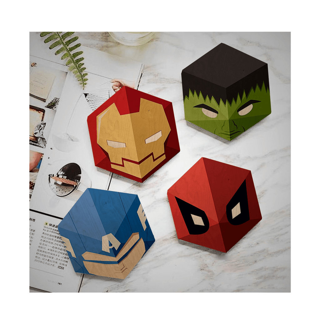 Captain America Kawaii Hexagon Personalised Wooden Fridge Magnet
