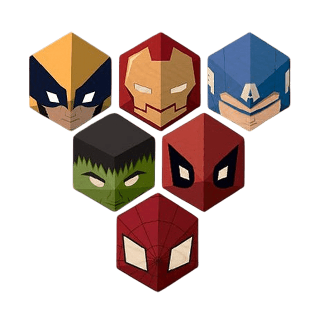 Deadpool Kawaii Hexagon Personalised Wooden Fridge Magnet