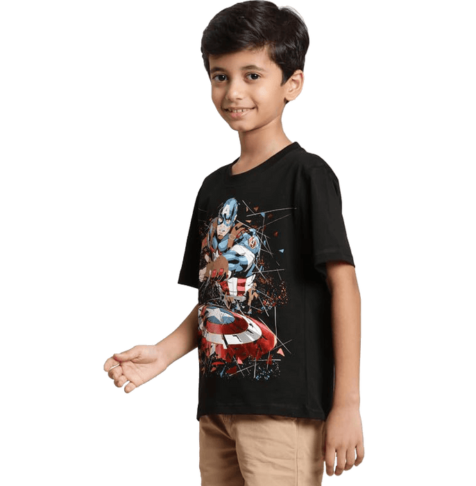 Captain America 127 Black Kids T Shirt - www.entertainmentstore.in