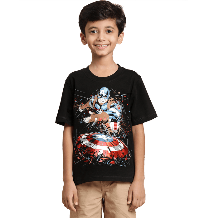 Captain America 127 Black Kids T Shirt - www.entertainmentstore.in