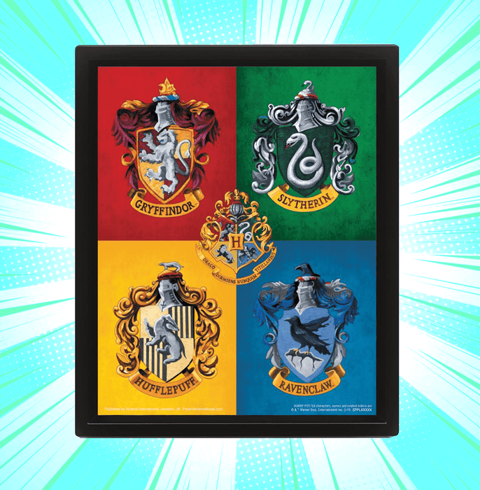Harry Potter Colourful Crest 3D Framed Poster - www.entertainmentstore.in