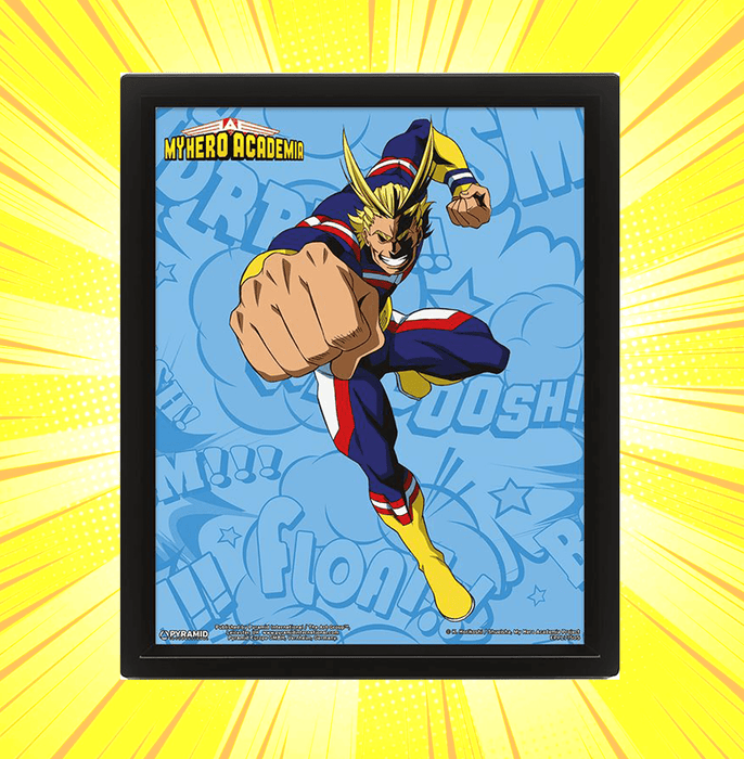 My Hero Academia S1 Allmight 3D Framed Poster - www.entertainmentstore.in
