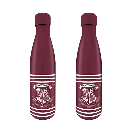 Harry Potter Classic Crest Burgundy Stripes Metal Drinks Bottle - www.entertainmentstore.in