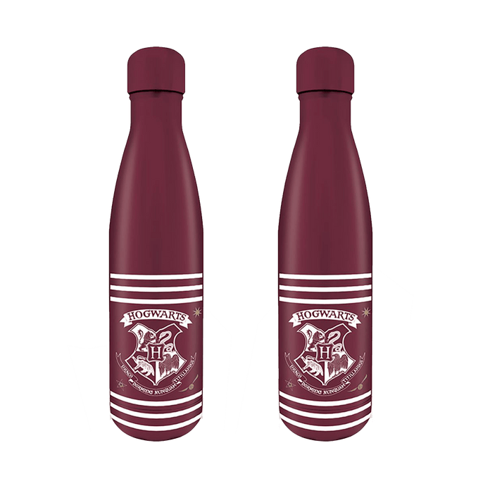Harry Potter Classic Crest Burgundy Stripes Metal Drinks Bottle - www.entertainmentstore.in
