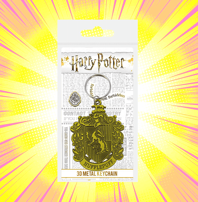Harry Potter Colourful Crest Hufflepuff Metal Keychain - www.entertainmentstore.in