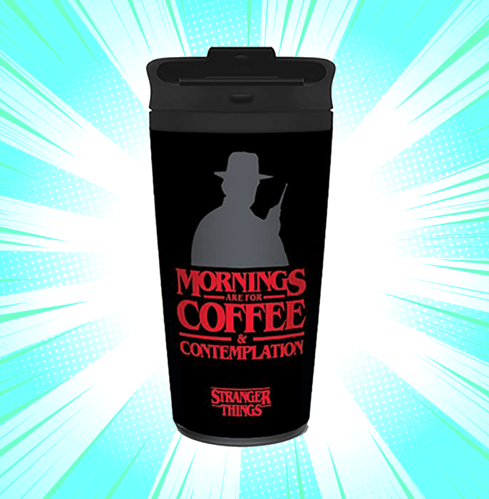 Stranger Things Coffee And Contemplation Metal Travel Mug - www.entertainmentstore.in
