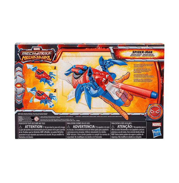 Marvel Mech Strike Mechasaurs Spider Man Arachno NERF Blaster With 3 Darts - www.entertainmentstore.in
