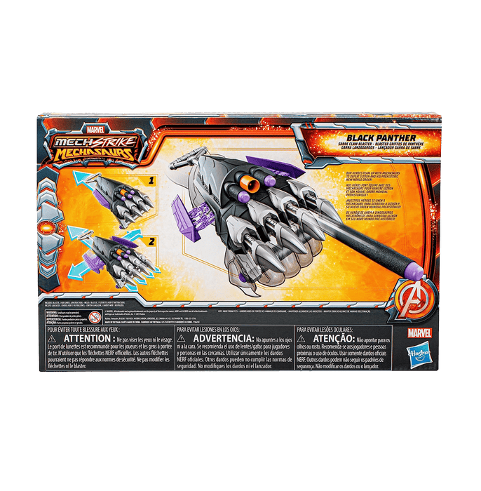 Marvel Mech Strike Mechasaurs Black Panther Sabre Claw Toy Blaste With 3 Darts - www.entertainmentstore.in