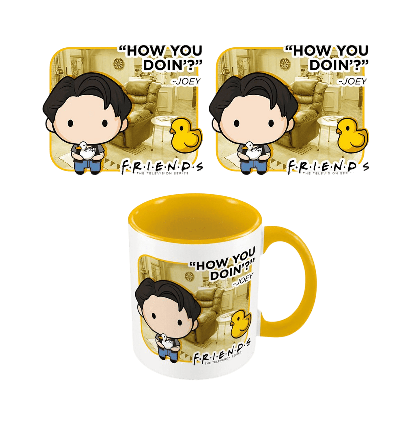 Friends (Joey Chibi) Yellow Inner Coffee Mug