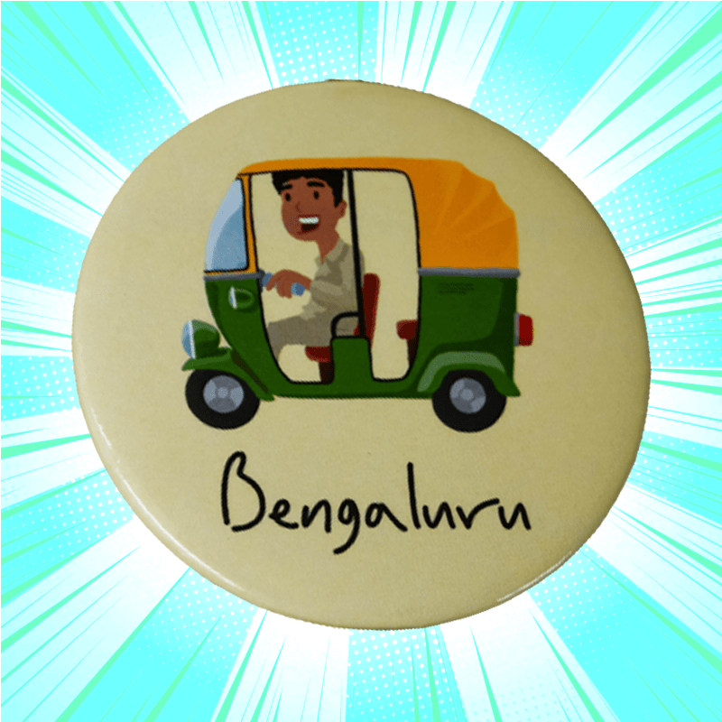 Bengaluru Auto Rides Badge With Magnet - www.entertainmentstore.in