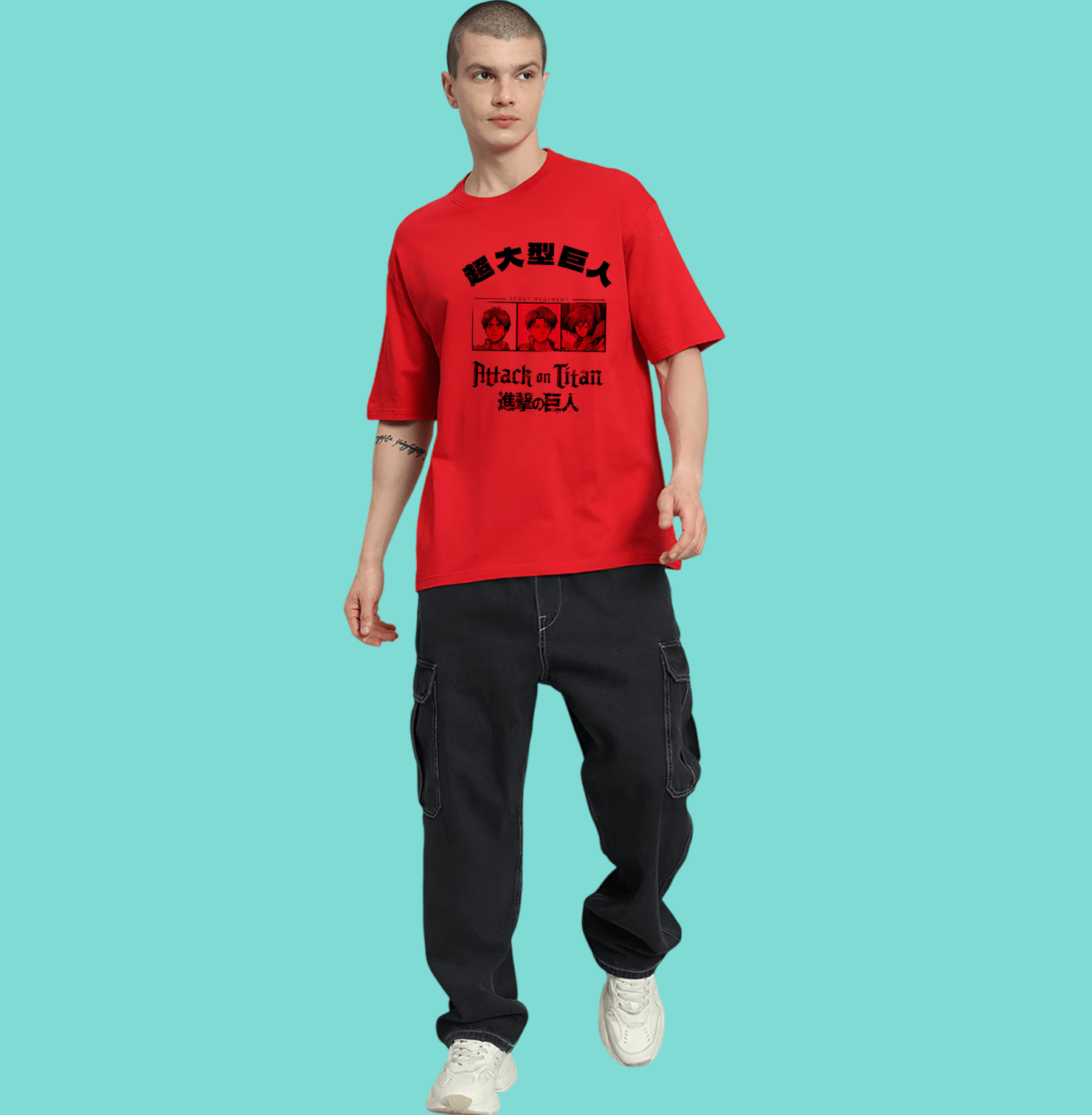 Attack On Titan 3498 Red Regular Fit Mens T Shirt