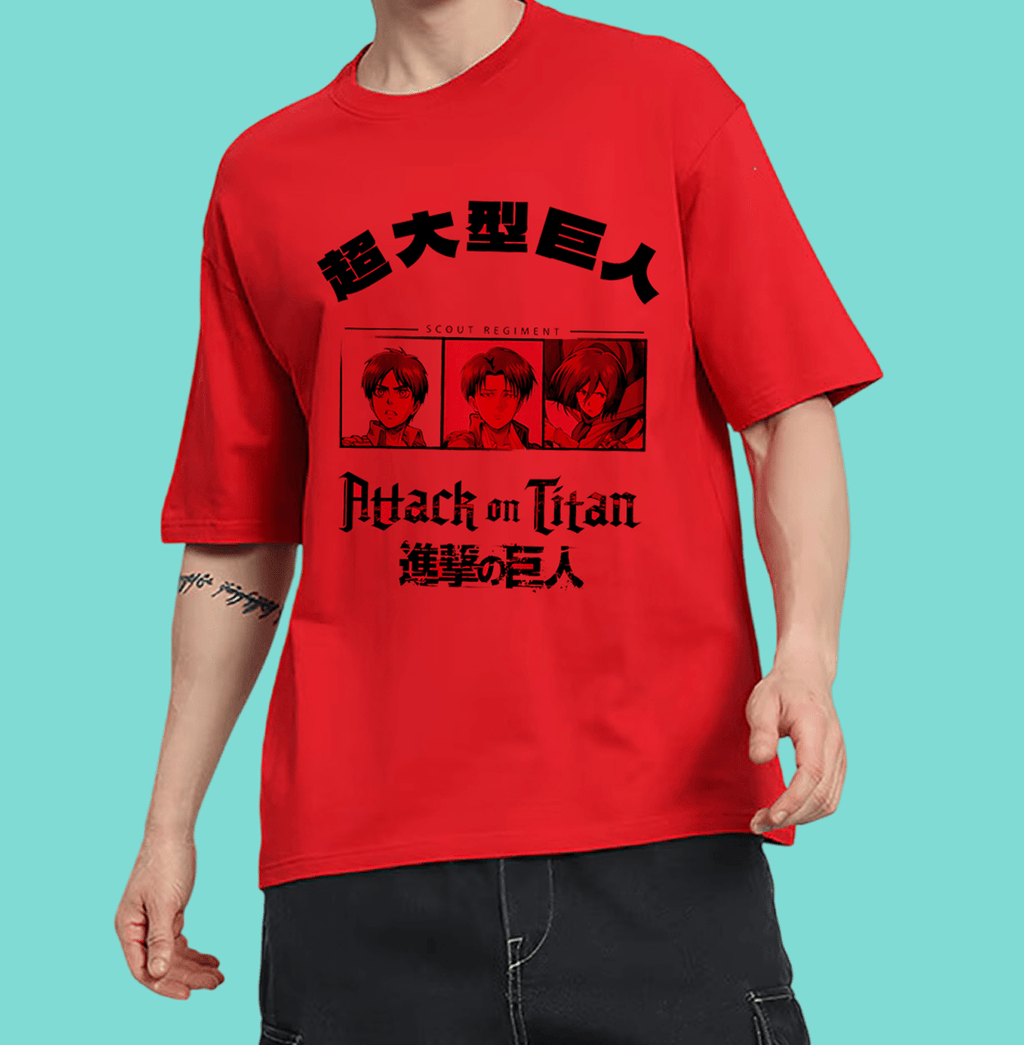 Attack On Titan 3498 Red Regular Fit Mens T Shirt