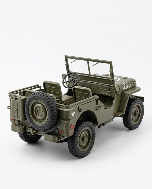 Military Car Toy Model, Green Plastic, Vintage Style