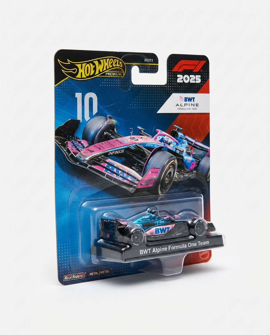 Hot Wheels Alpine F1 Team Car - Blue/Pink Metal Die-Cast