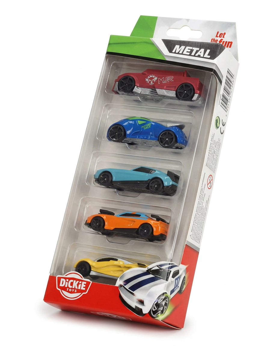 Dickie Toys Metal Die-Cast Cars, 5-Pack, Multi-Color