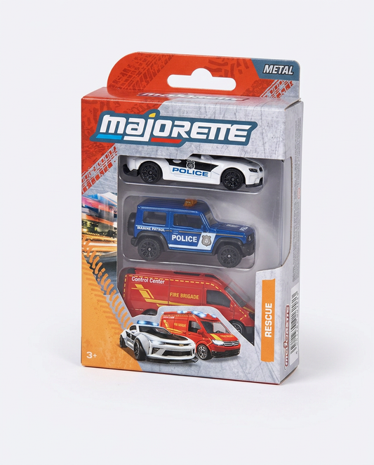 Majorette Rescue Metal Toy Cars - 3 Pack