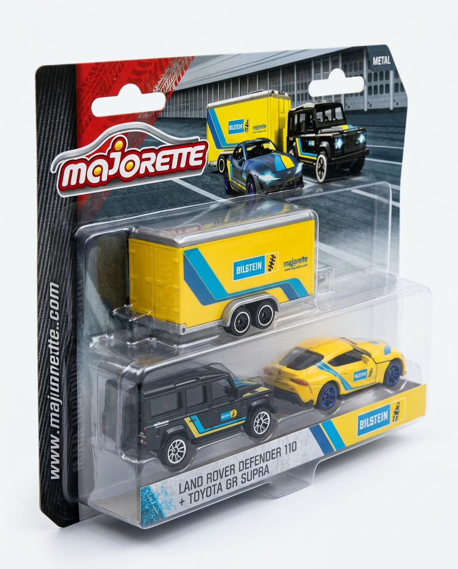 Majorette Land Rover Defender 110 + Toyota GR Supra Set
