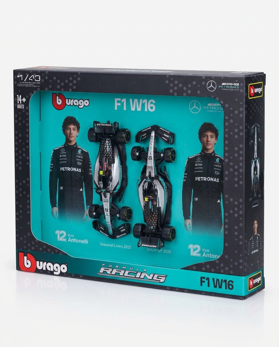 Bburago 1/43 F1 W16 Kimi Antonelli Die-Cast Model Set