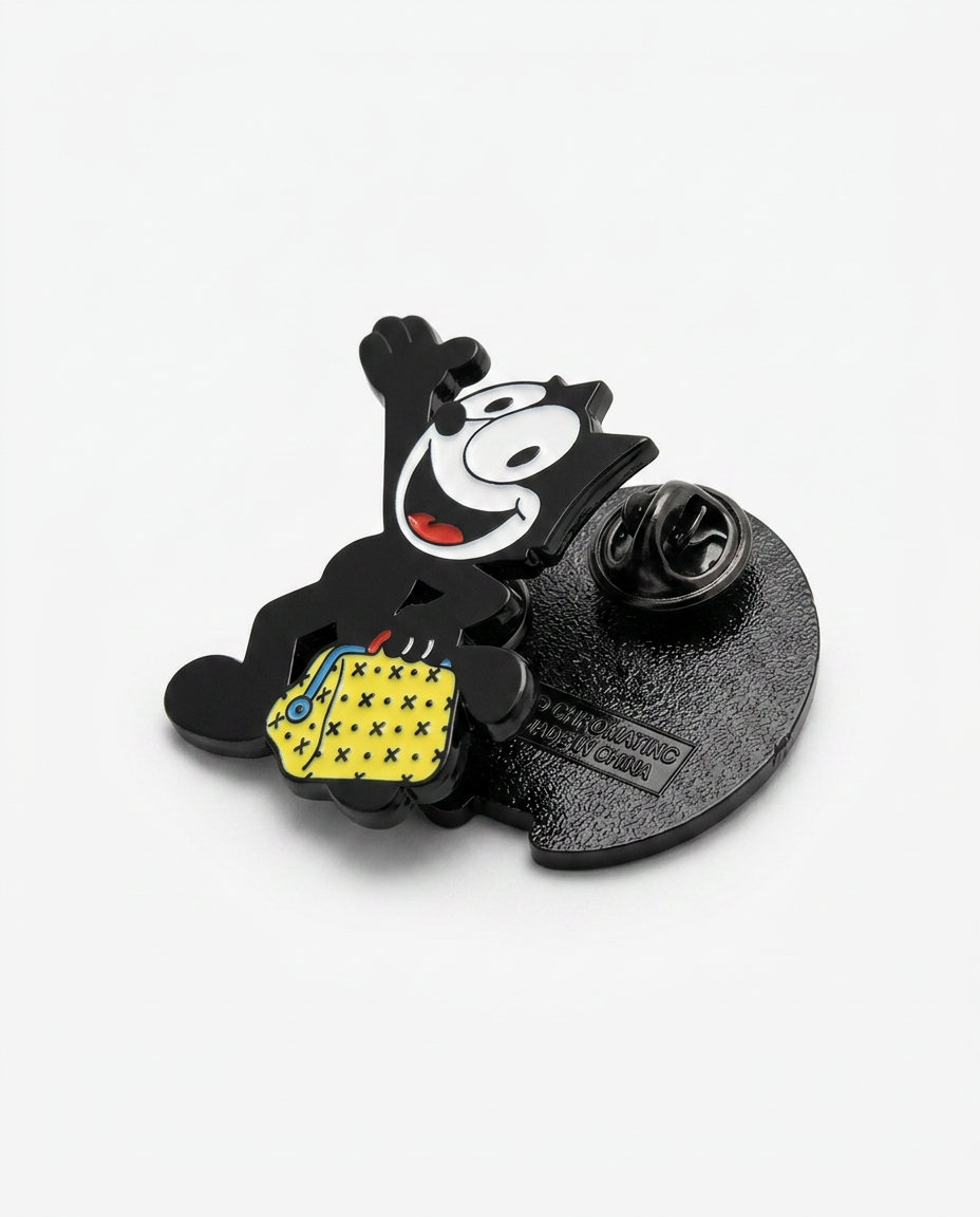Felix the Cat Enamel Pin - Black & Yellow, Retro Style