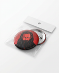 Red Graphic Print Round Pin Badge