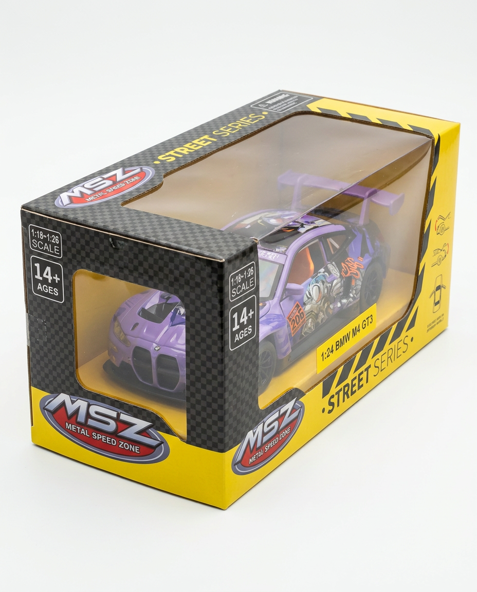 MSZ 1:24 BMW M4 GT3 Purple Metal Toy Car