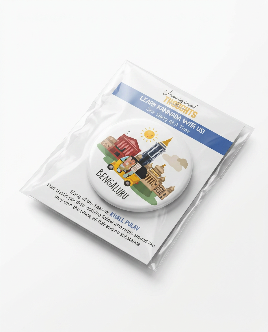 Bengaluru Slang Fridge Magnet - White Ceramic Souvenir