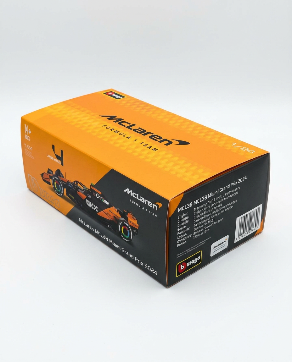 Bburago 1/24 McLaren MCL38 Miami GP 2024 Lando Norris Model