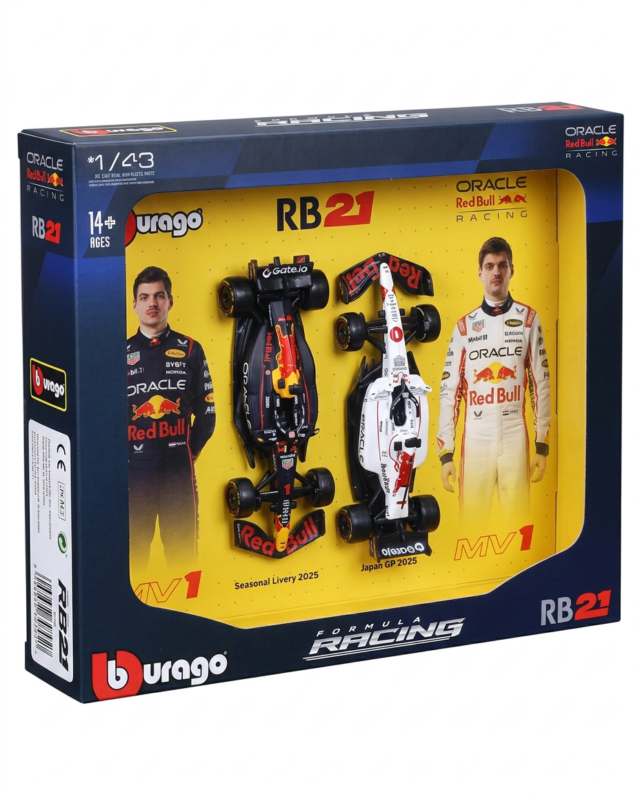 Bburago 1/43 Oracle Red Bull Racing RB21 MV1 Set
