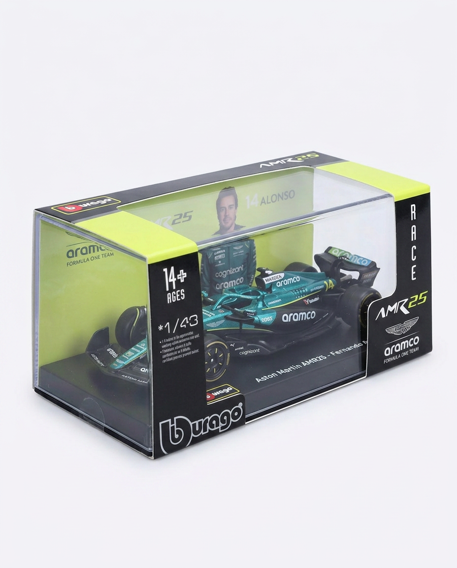 Bburago 1/43 Aston Martin AMR25 Fernando Alonso F1 Model