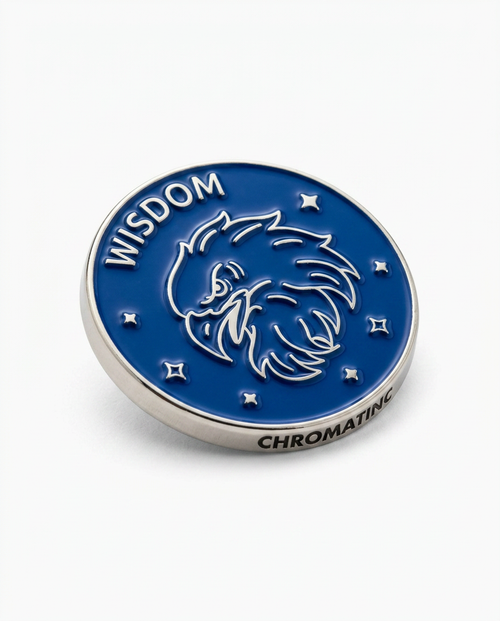 Wisdom Eagle Enamel Pin - Blue & Silver Metal Lapel Pin
