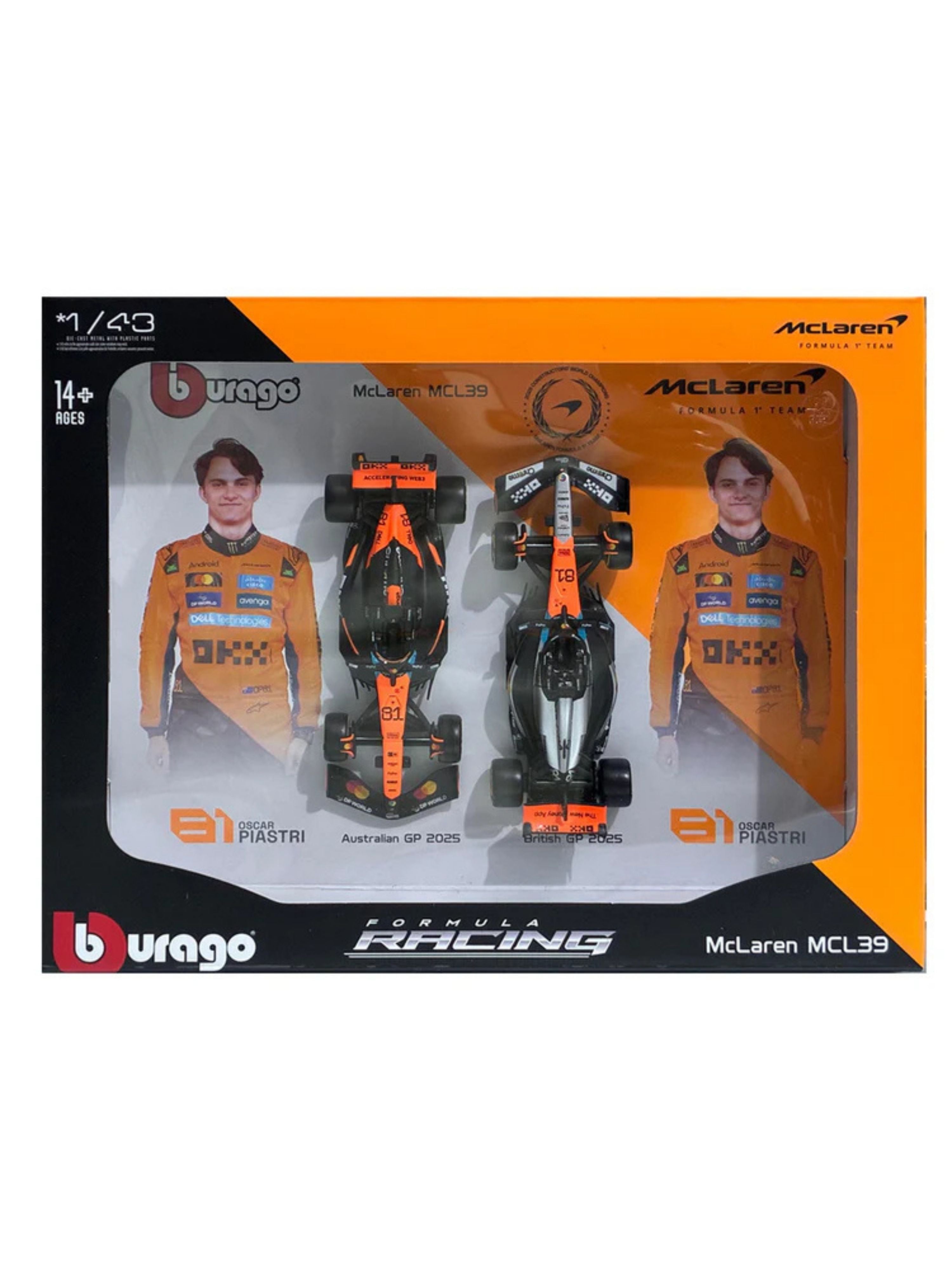 Bburago 1:43 McLaren MCL39 Formula 1 Diecast Model Cars